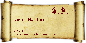Hager Mariann névjegykártya